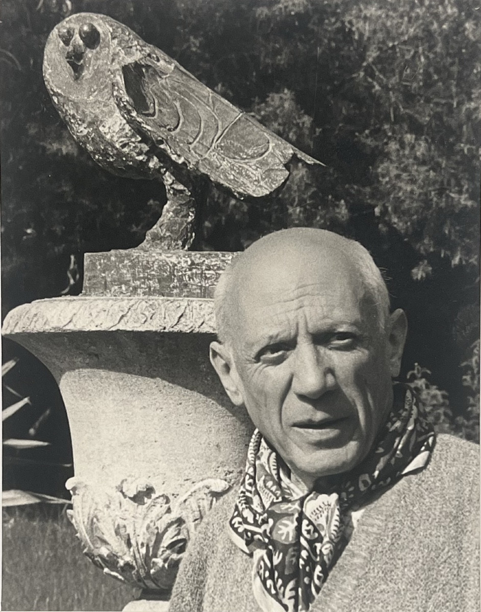 Gene Fenn - Portrait de Pablo Picasso et la chouette - Épreuve argentique  - 1946-photo-2
