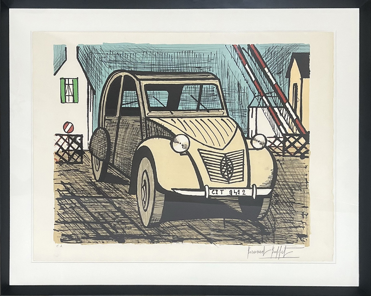 Bernard Buffet - 2 Cv Citroën - Lithograph On Vellum Paper - 1985