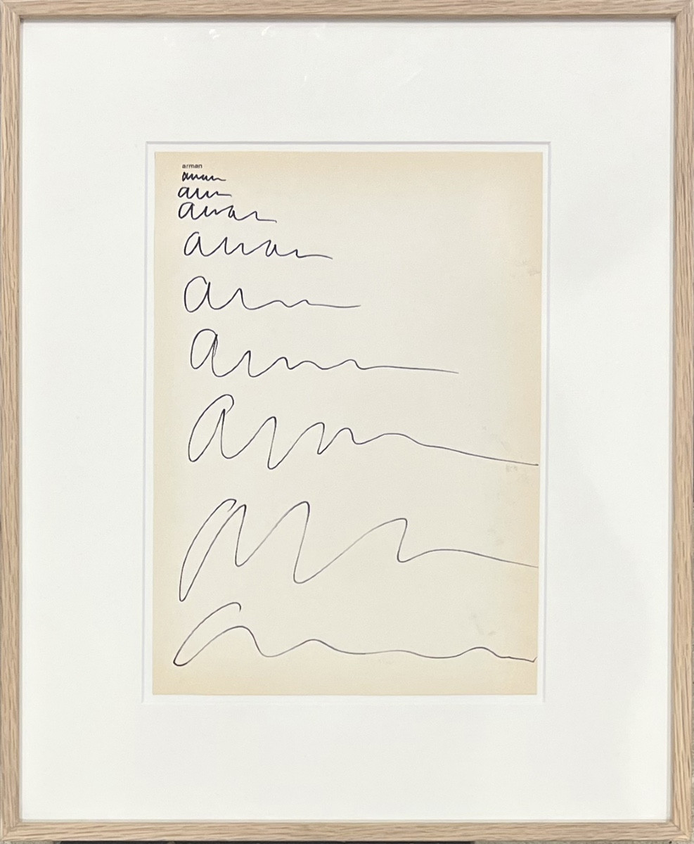Arman Fernandez - Accumulation de signature - Feutre sur papier à en-tête de l’artiste