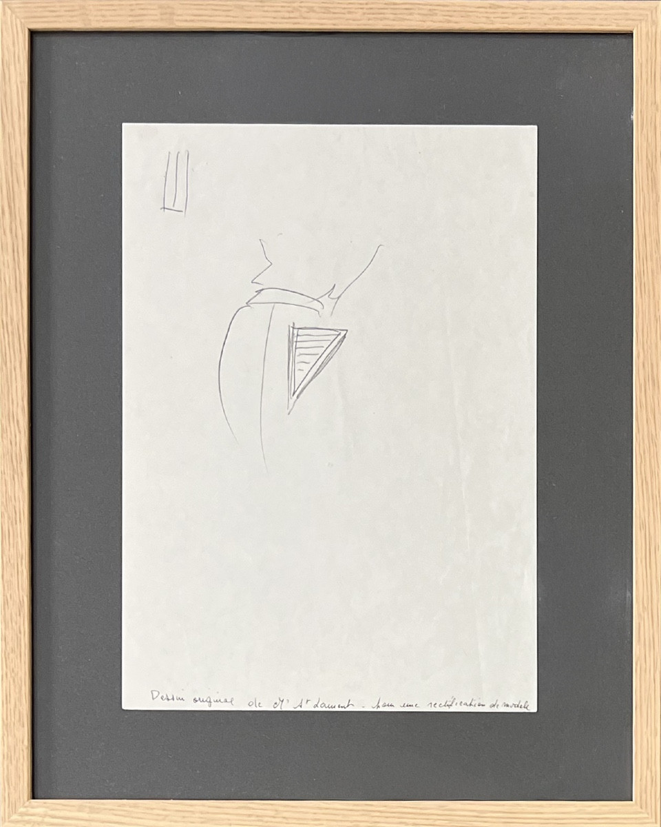 Yves Saint Laurent - Dessin original - Etude textile - Mine de Plomb