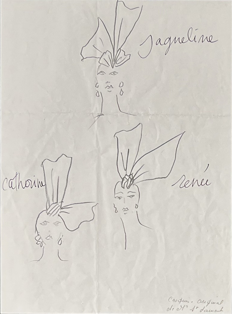 Yves Saint Laurent - Original Drawing - Catherine, Renée & Jacqueline - Pencil-photo-2