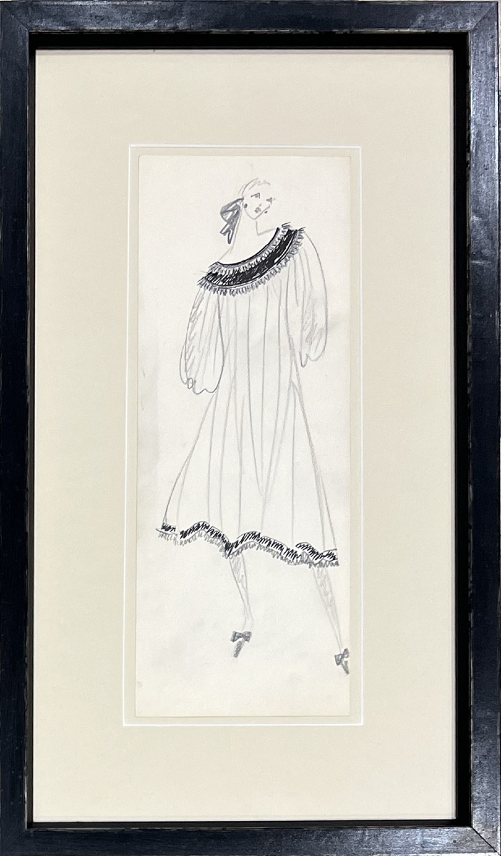 Yves Saint Laurent - Dress Sketch - Graphite Pencil-photo-2