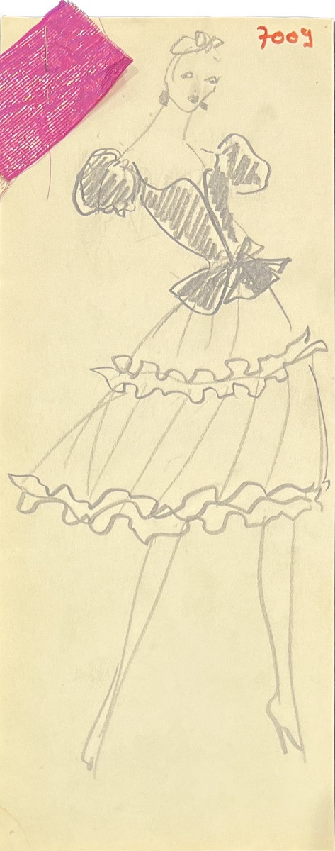 Yves Saint Laurent - Croquis de robe - Crayon graphite-photo-2