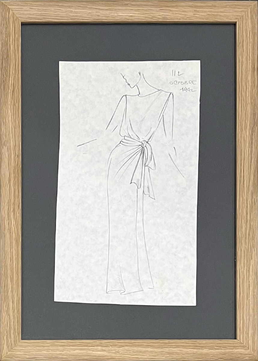 Yves Saint Laurent - Dress Sketch - Graphite Pencil - 1992
