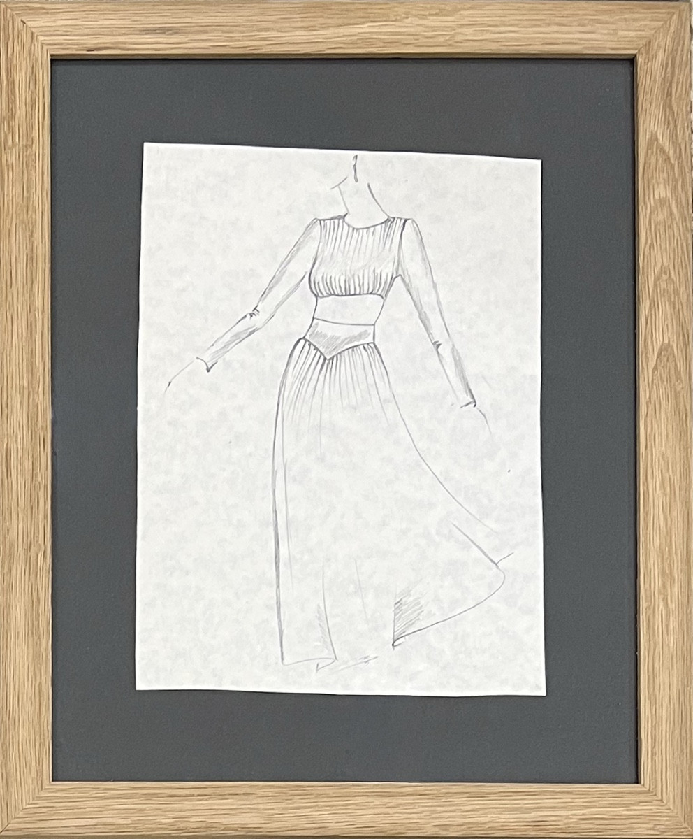 Yves Saint Laurent - Dress Sketch - Graphite Pencil