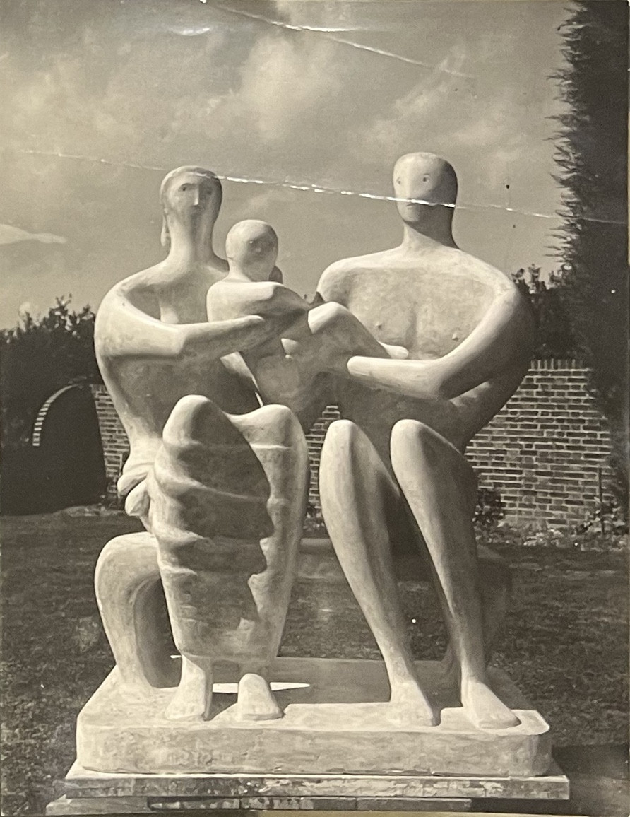 Henry Moore - Exhibition In Europe, 1949-50 - Family Group 1945 And 1949 - Silver Gelatin Print
