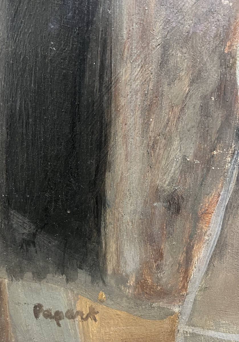 Max Papart - Still Life With Pitcher - Oil On Panel -photo-3