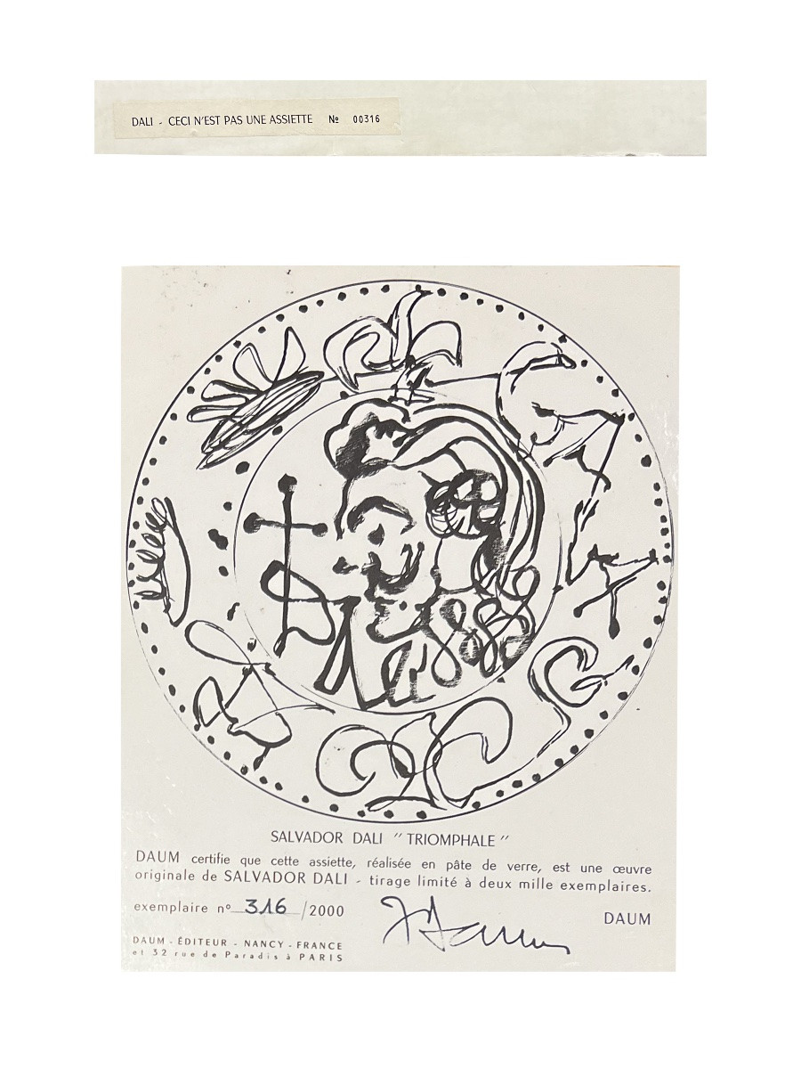 Salvador Dali - This Is Not A Plate - Glass Paste Plate - Circa 1970 - Daum -photo-4