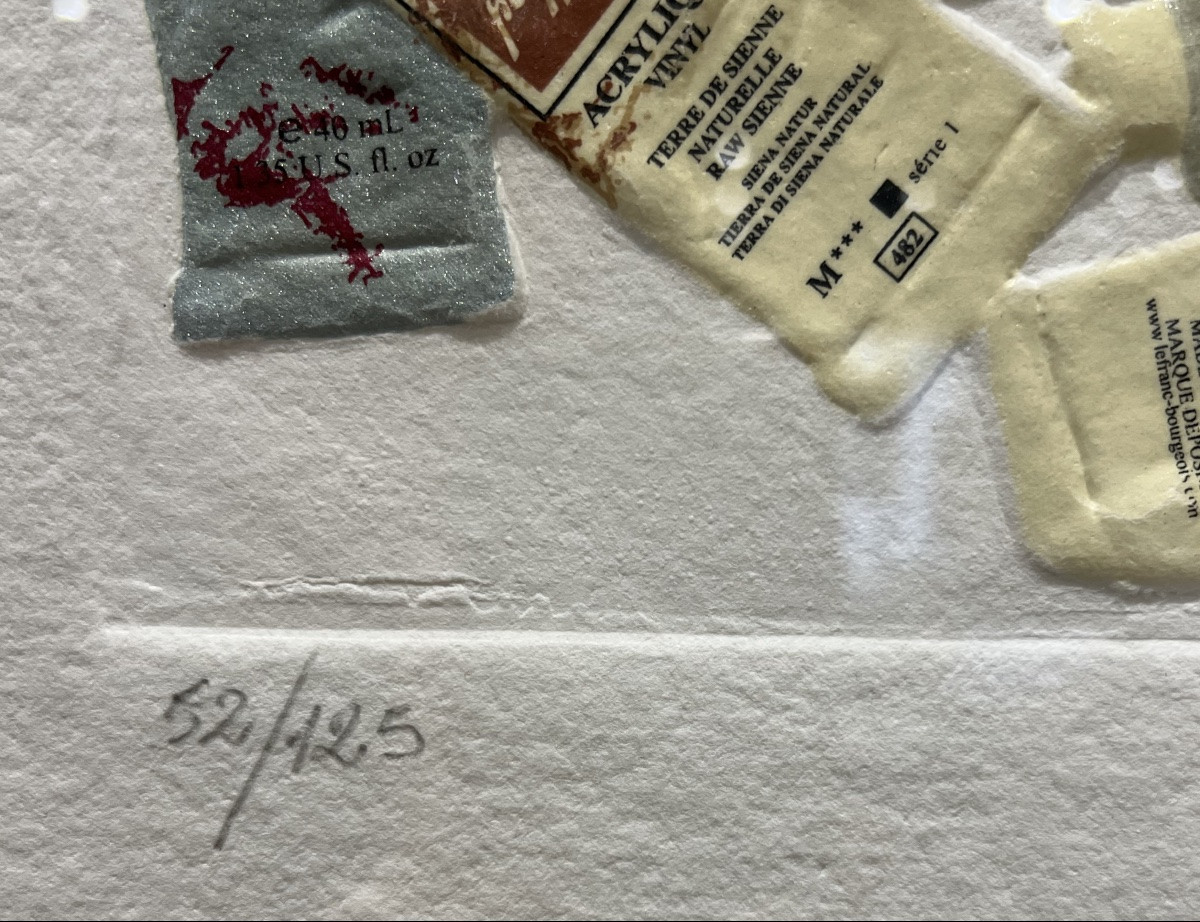 Arman - Violon et tubes de peinture - Eau-forte et embossage - 1980-photo-3