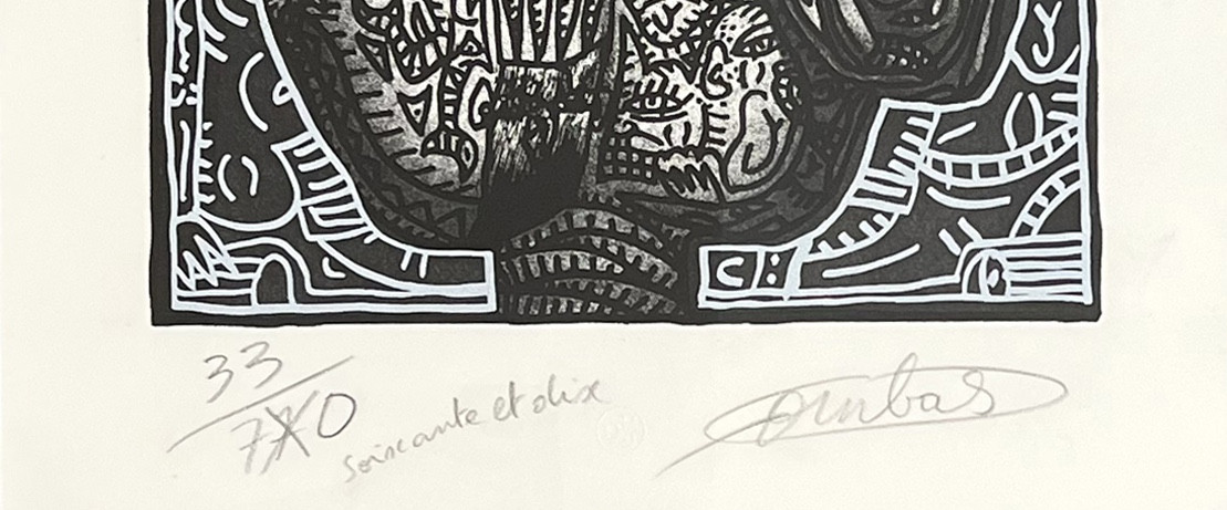 Robert Combas - Un grec avec un feu sur la tête - Gravure sur bois, sérigraphie -photo-3