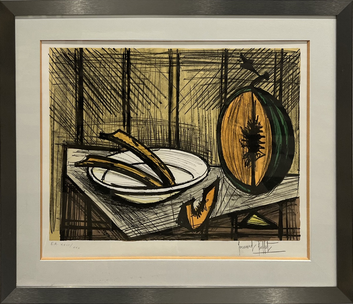 Bernard Buffet - Still Life With Melon And Plate - Lithograph 
