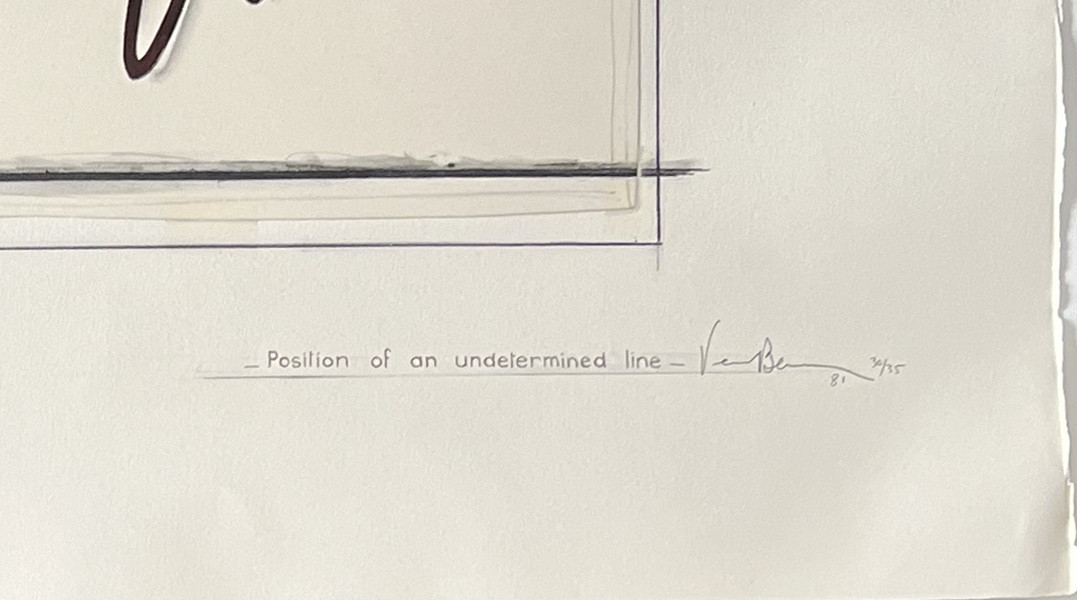 Bernar Venet - Position of an Undetermined Line - Lithographie et collage -photo-2