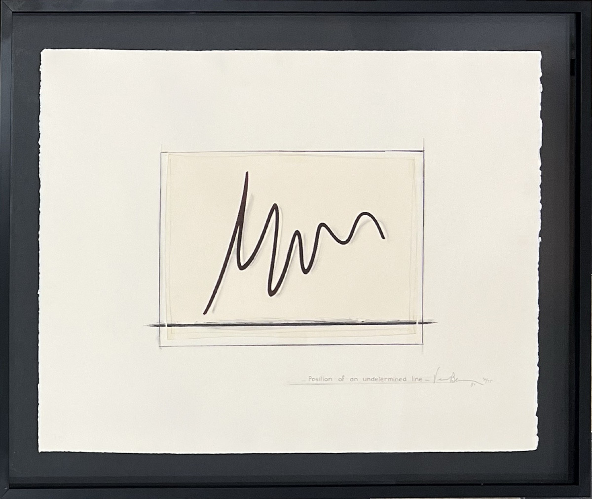 Bernar Venet - Position Of An Undetermined Line - Lithograph And Collage 