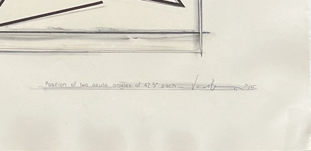Bernar Venet - Position Of Two Acute Angles Of 42.5° Each - Lithograph And Collage -photo-2