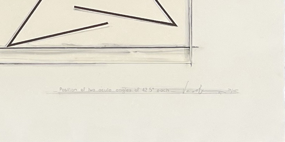 Bernar Venet - Position Of Two Acute Angles Of 42.5° Each - Lithograph And Collage -photo-3