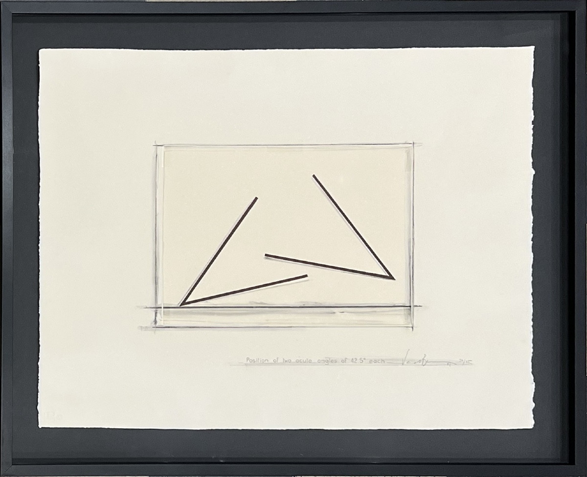 Bernar Venet - Position Of Two Acute Angles Of 42.5° Each - Lithograph And Collage 