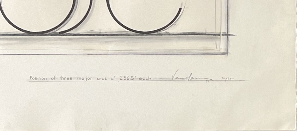 Bernar Venet - Position Of Three Major Arcs Of 256.5° Each - Lithograph And Collage-photo-2