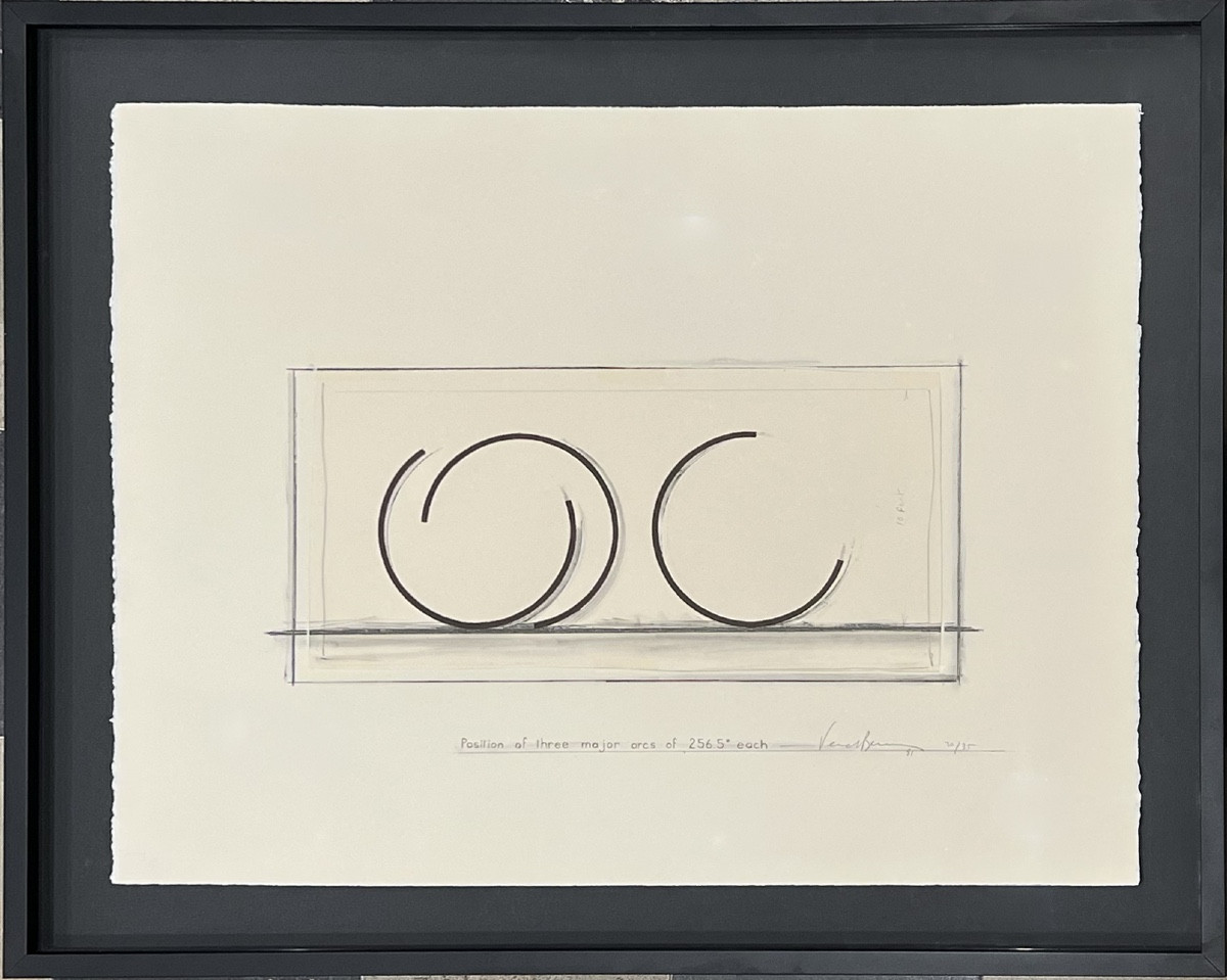Bernar Venet - Position Of Three Major Arcs Of 256.5° Each - Lithograph And Collage