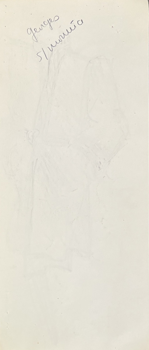 Yves Saint Laurent - Croquis d’un manteau - Mine de Plomb & crayons couleurs - 1990-photo-2