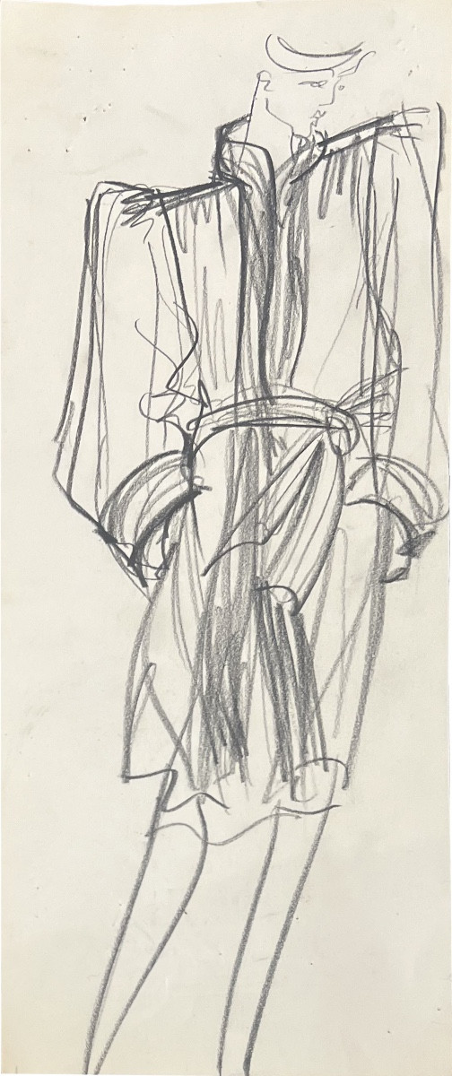 Yves Saint Laurent - Croquis - Dessin de mode - Mine de plomb 