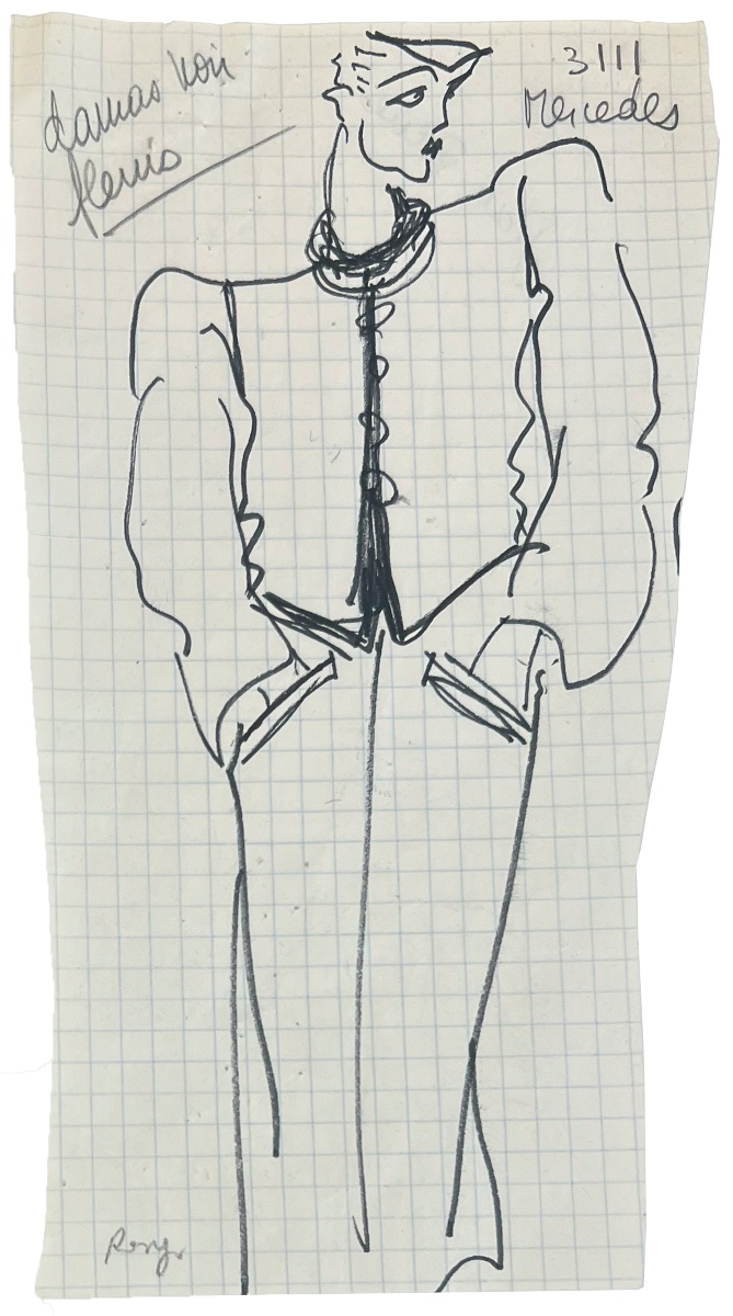 Yves Saint Laurent - Croquis - Dessin de mode - Feutre