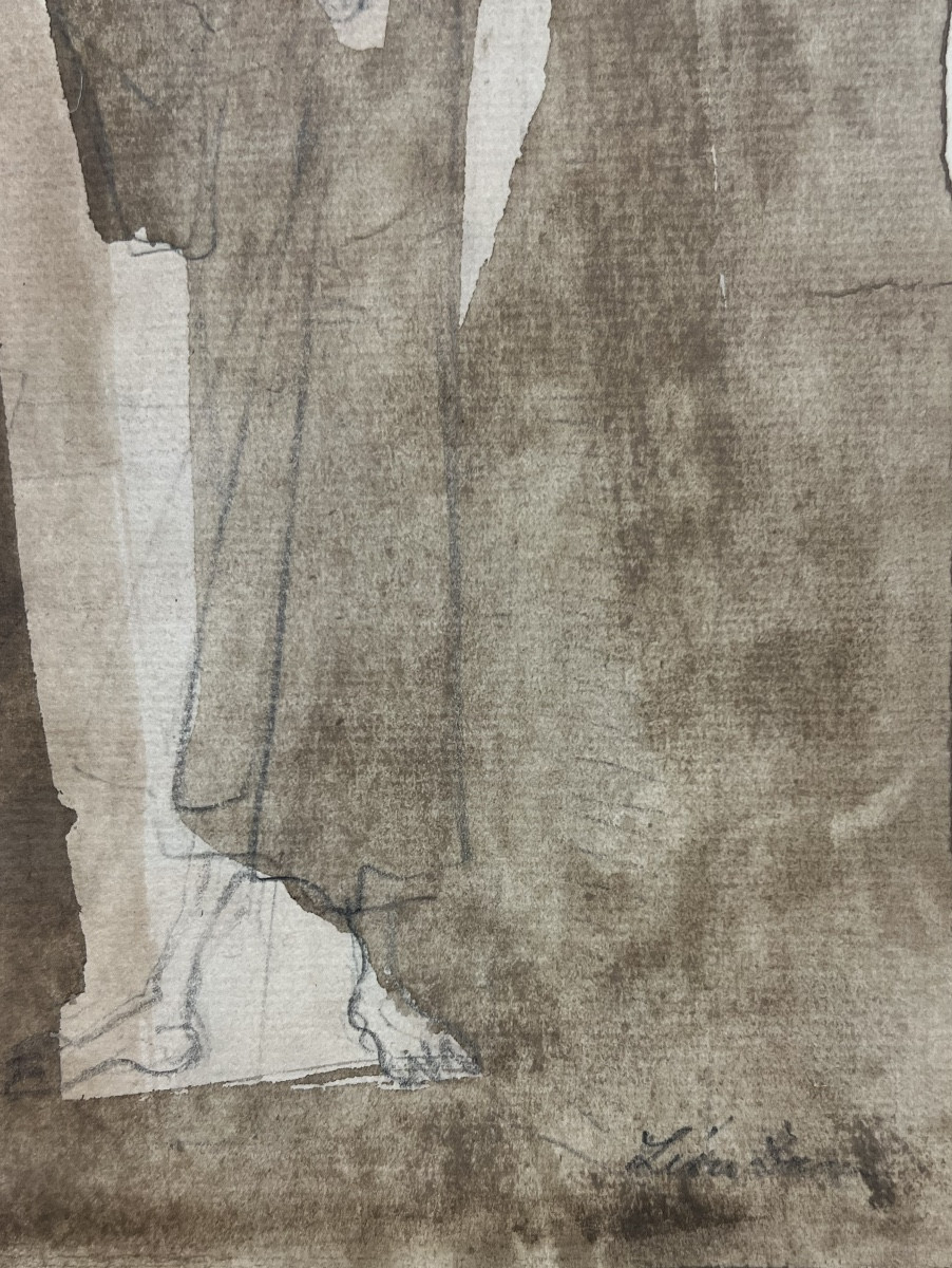 Léon Zack - Personnage masculin - Lavis aquarelle et mine de plomb -photo-2