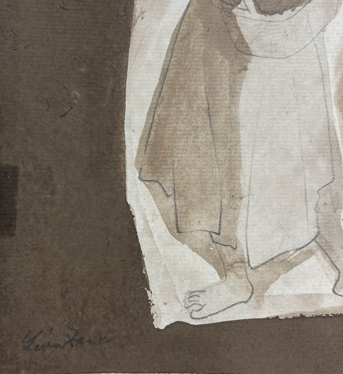 Léon Zack - Personnage féminin - Lavis aquarelle et mine de plomb -photo-2