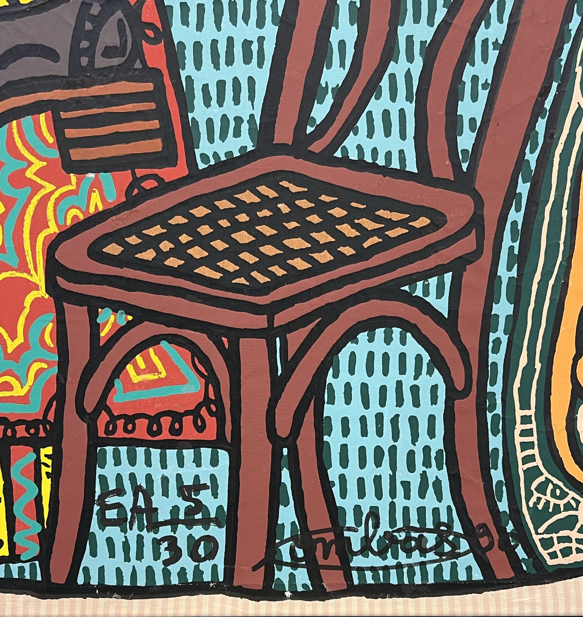 Robert Combas - L'Adultère - Sérigraphie en couleur sur toile - 1990-photo-4