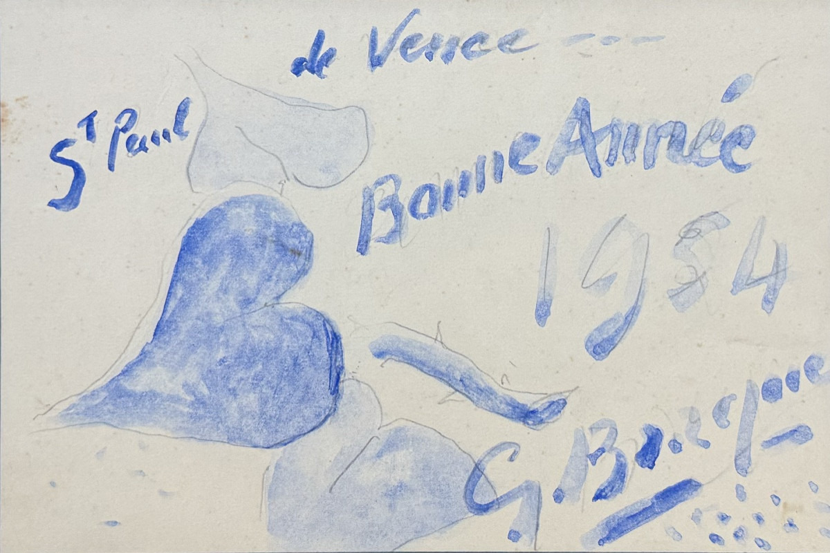 Georges Braque - Happy New Year - Gouache And Pencil - 1954-photo-2