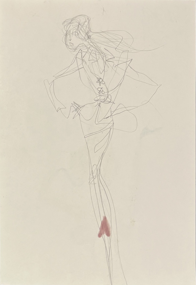Christian Lacroix - Silhouette Design - Spring/summer Collection - Felt Pen And Pencil - 1995-photo-2