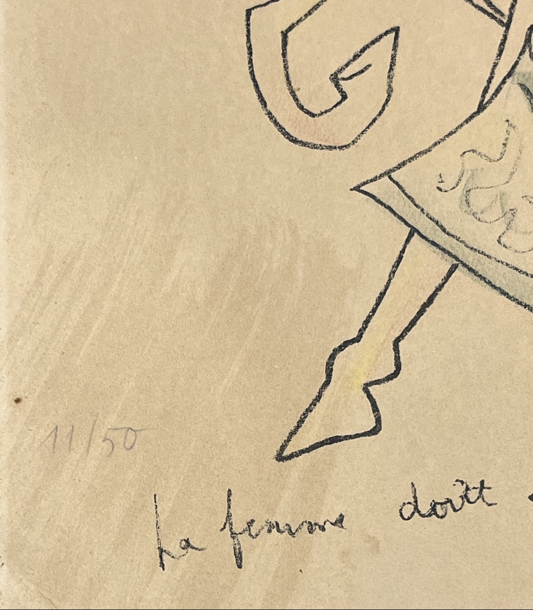 Jean Cocteau - La femme doit suivre son mari - Lithographie - 1958-photo-3