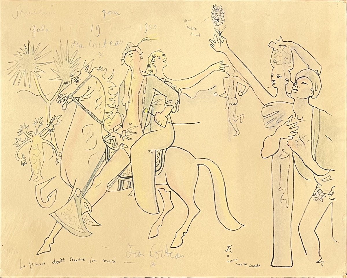 Jean Cocteau - La femme doit suivre son mari - Lithographie - 1958