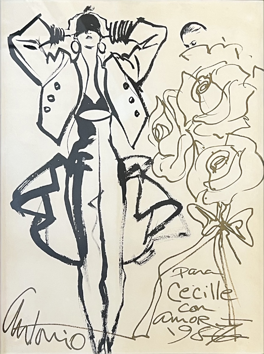 Antonio Lopez - Dessin de mode original - Encre et posca - 1987-photo-2