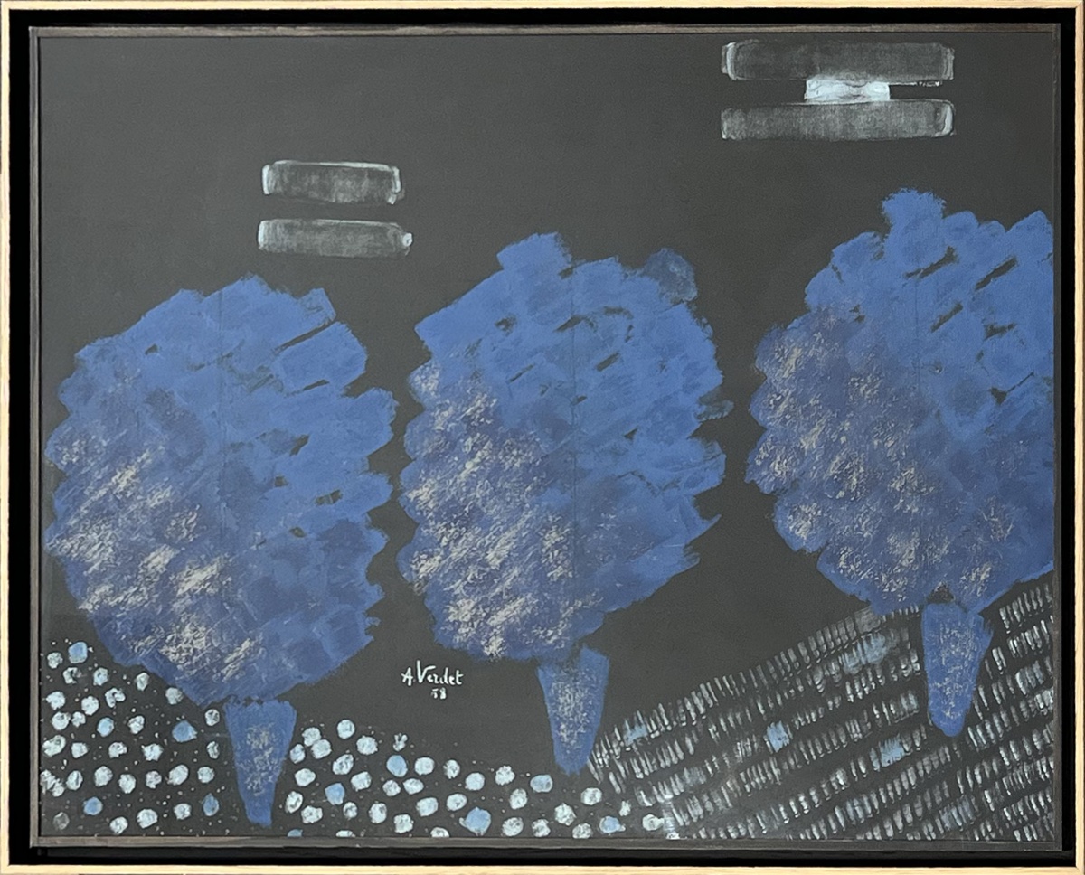 André Verdet - Pastel sur papier - Arbres - 1958