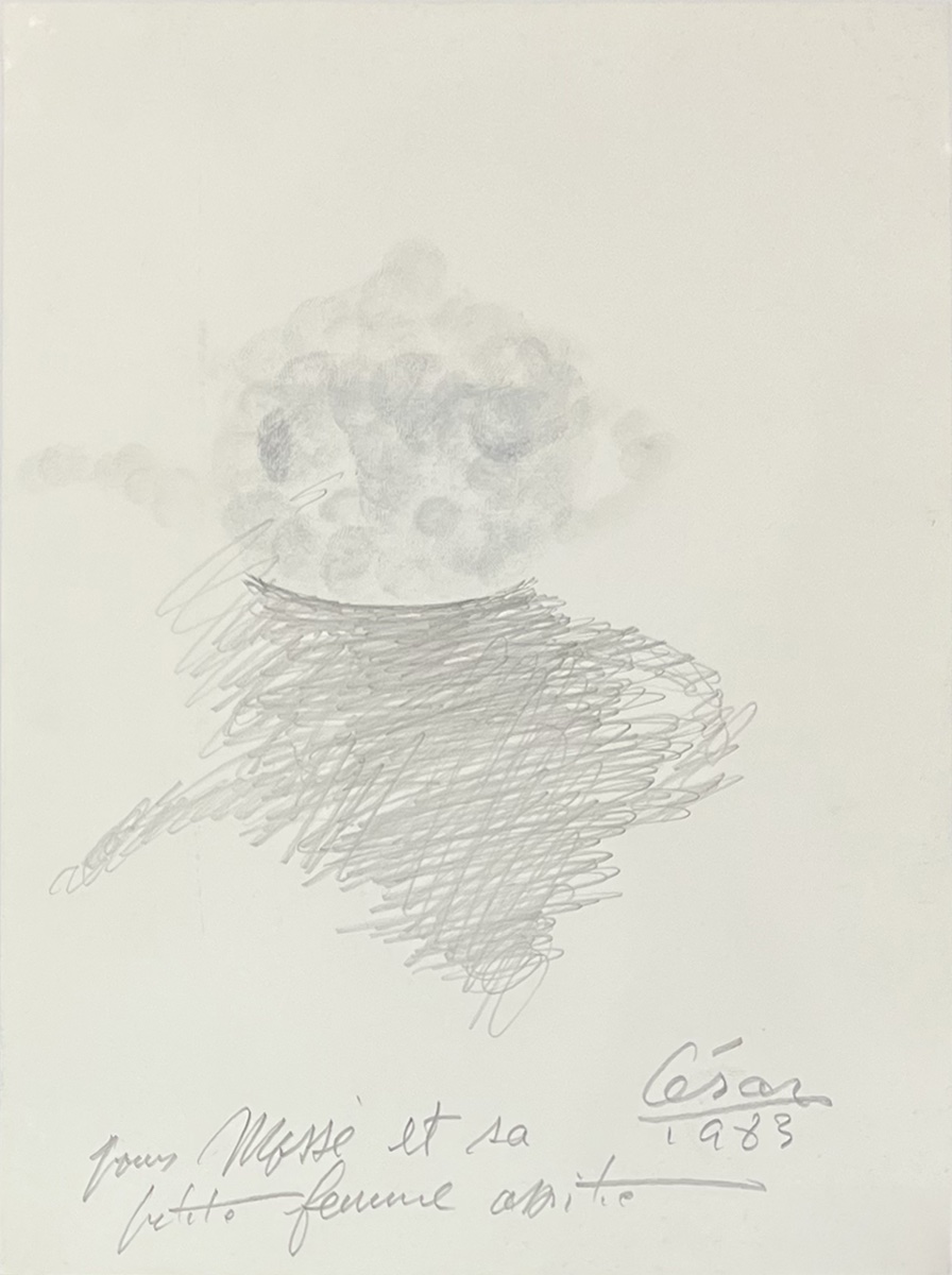 César, César Baldaccini (known As) - Teapot - Pencil And Ink  - Signed, Dated, And Inscribed - 1983