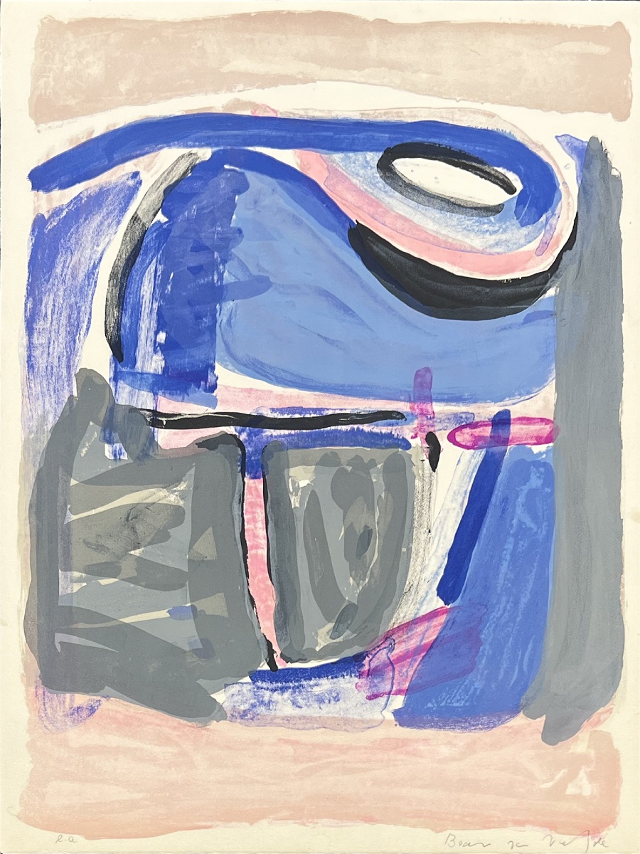 Bram Van Velde - Image rose - lithographie en 6 couleurs sur papier Arches - 1970