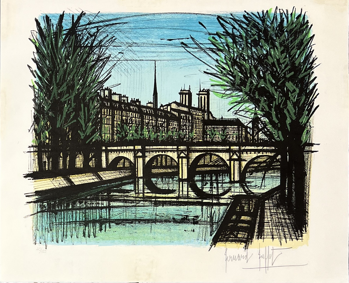 Bernard Buffet - Paris, The Pont Neuf - Lithograph - Mourlot - 1968-photo-2