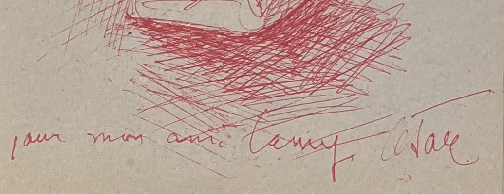 César, César Baldaccini, Known As - Compression Drawing - Red Marker - For Jean-claude Lamy-photo-3