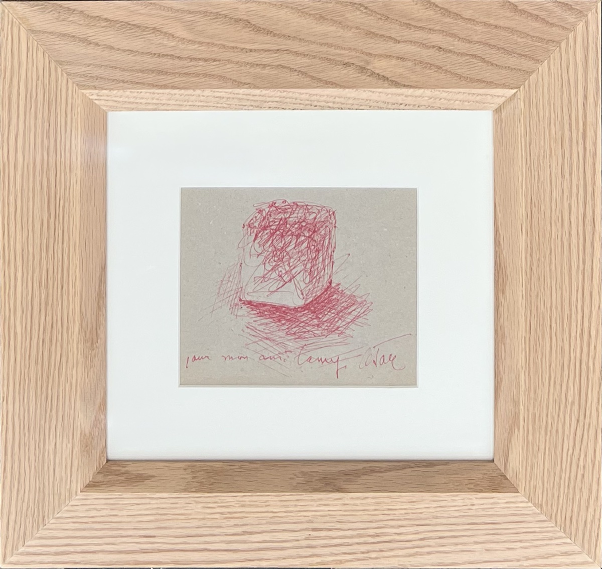 César, César Baldaccini, Known As - Compression Drawing - Red Marker - For Jean-claude Lamy