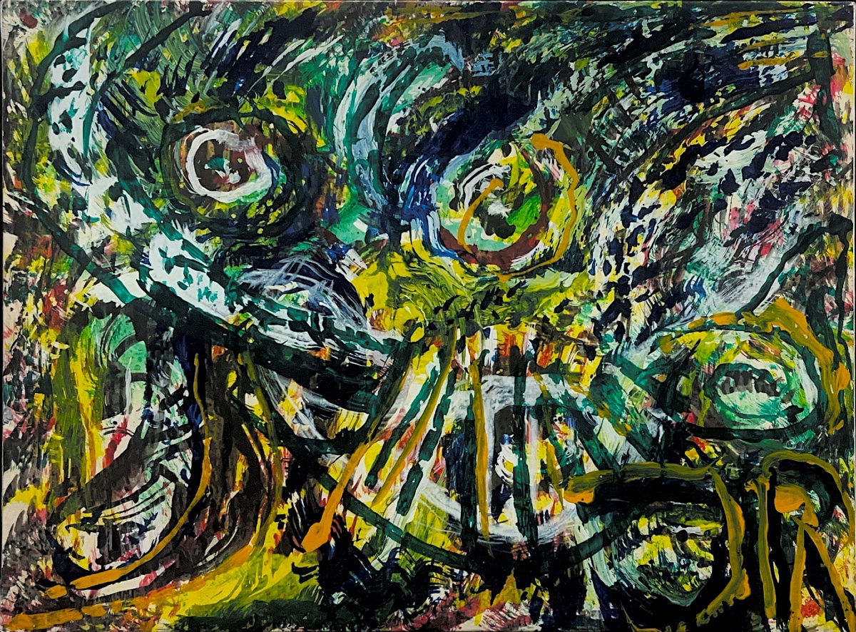 Jean Raine - Péril démographique - Acrylique sur papier marouflé sur toile monogrammée -  1980-photo-2