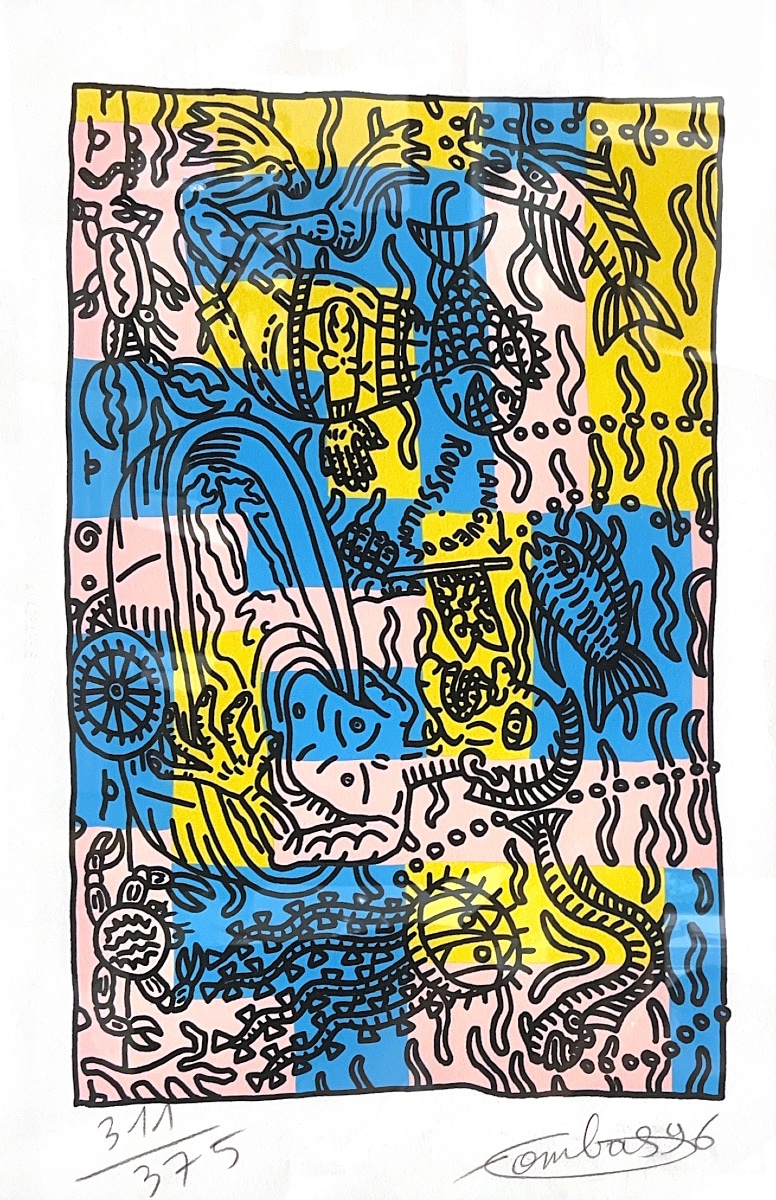 Robert Combas - Bathing In The Thau Lagoon - Lithograph -photo-2