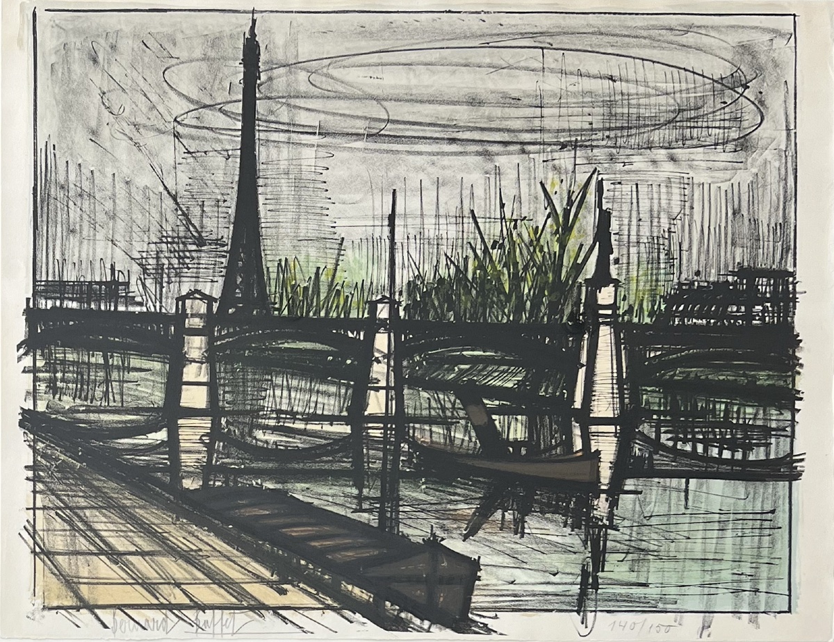 Bernard Buffet - The Pont Des Arts - Color Lithograph On Rives Paper - 1962-photo-2