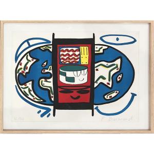 François BOISROND - Mappemonde - Lithographie - Bordas imprimeur - 1984
