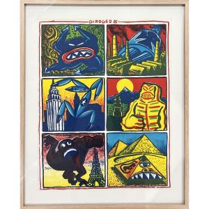 Hervé DI ROSA - Dirogeo 85 - Lithographie - 1985