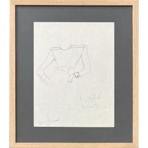 Yves Saint Laurent - Dessin original - Etude textile - Mine de Plomb