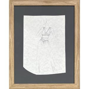 Yves Saint Laurent - Dress Sketch - Graphite Pencil