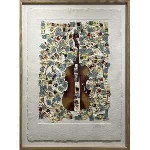 Arman - Violon et tubes de peinture - Eau-forte et embossage - 1980