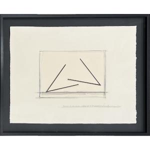 Bernar Venet - Position of two acute angles of 42,5° each - Lithographie et collage 