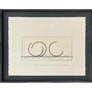 Bernar Venet - Position of three major arcs of 256,5° each - Lithographie et collage