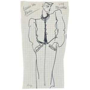 Yves Saint Laurent - Croquis - Dessin de mode - Feutre